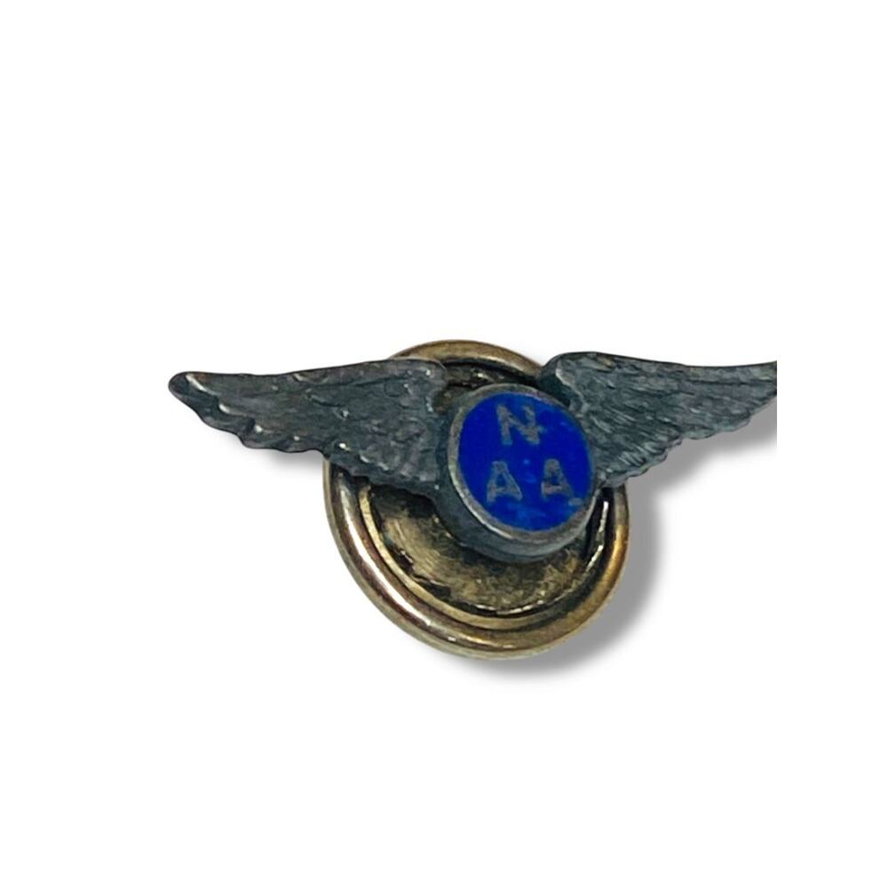 Vintage National Aeronautic Association (Naa) Wings Lapel Pin 1" Sterling Silver View 2